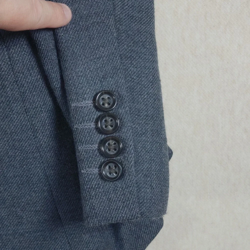 100 Merino Wool Sport Coat Mens 44R Gray Blazer Dark Academia Stafford Jacket